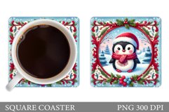 Christmas Penguin Coaster. Cute Penguin Sublimation Product Image 1