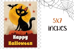 Happy Halloween Greeting Card, Cartoon Halloween Cat Poster Product Image 3