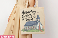 Amazing Grace How Sweet PNG, Retro Church Sublimation Product Image 1