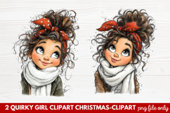 Quirky Girl Christmas Clipart | Fun Holiday Girl PNG Product Image 1