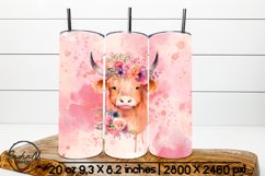 Highland cow floral, Cow tumbler sublimation Product Image 1