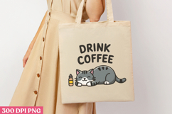 Drink Coffee PNG, Funny Cat Sublimation Product Image 1
