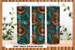 Tooled Leather Flowers Tumbler Sublimation PNG Product Image 3