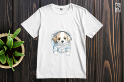 Watercolor Astronaut Puppy Clipart Sublimation PNG Product Image 3