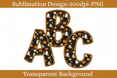 Spooky Halloween faux embroidery Alpha Ghost Pumpkin Letter Product Image 2