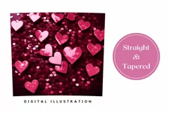 3D Love Hearts Tumbler Template, Valentine's Day Tumbler Product Image 3