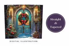 Christmas Tumbler Wrap Sublimation, Christmas Door PNG Product Image 3
