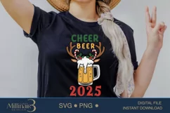 Cheers Beer 2025 SVG for Christmas and New Year's, Festive H Product Image 3