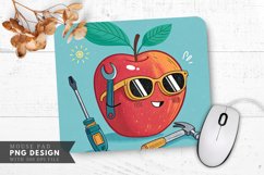 Trendy Apple with Sunglasses and Tools Mouse Pad PNG Product Image 1