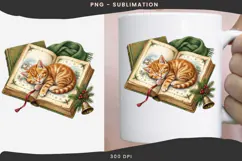 Christmas bookish cat png design for T-shirts Product Image 3