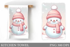 Snowman Kitchen Towel. Christmas Kitchen Towel Sublimation Product Image 1