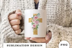 Watercolor Floral cross sublimation Png Product Image 3