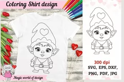 Valentine's Day Coloring Shirt SVG, gnome svg Product Image 1