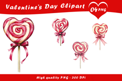 Valentine Day Heart Lollipop Clipart PNG Product Image 1
