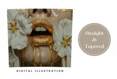 Gold Lips Tumbler Wrap Design, Floral Tumbler Sublimation Product Image 3
