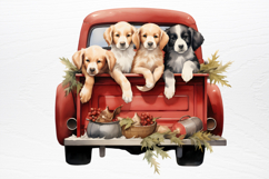 Vintage Red Truck With Many Clipart Product Image 3