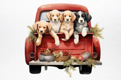 Vintage Red Truck With Many Clipart Product Image 3