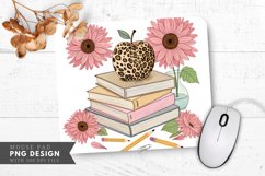 Leopard Print Apple Sunflowers and Pencils Mouse Pad PNG Product Image 1