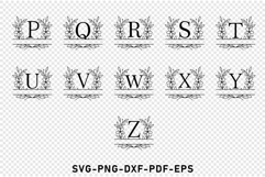 Floral wreath split monogram alphabet letters Font Sign SVG Product Image 3