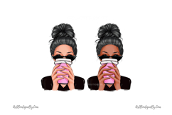 Girl With Coffee Clipart: Hand Drawn PNG Product Image 5