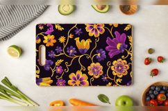 Purple Yellow Floral Embroidery Cutting Boards sublimation D Product Image 3