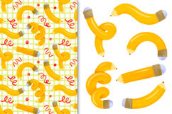 Bent Yellow Pencils Clipart Back to School Drawn Product Image 2
