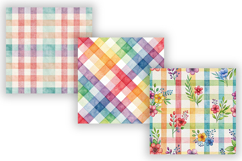 Rainbow Gingham Digital Paper Pack, Seamless Watercolor Product Image 3