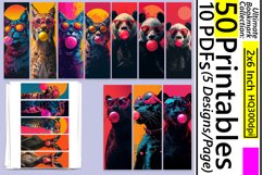 50x Funny Animals Sublimation Bookmark Bundle PNG Product Image 1