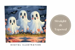 Kawaii Halloween Tumbler Wrap, Funny Ghost Tumbler Design Product Image 3