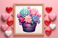 Pink Valentine Succulent Pot Clipart Product Image 3