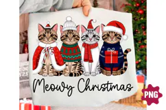 Cute Christmas Cats Meowy Christmas Png Product Image 1