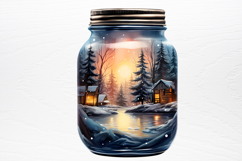 Christmas in Jar Watercolor Clipart PNG Product Image 3