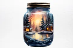 Christmas in Jar Watercolor Clipart PNG Product Image 3