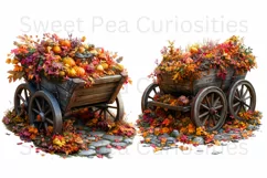 Fall, Autumn, Flowers, Cart, Ephemera, PNG, Clipart Product Image 3