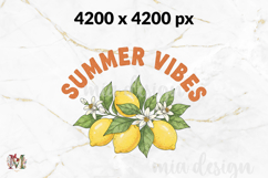 Summer Vibes PNG, Retro Lemon Floral Sublimation Design Product Image 2