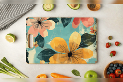Retro Grunge Paint Flowers Cutting Boards sublimation Design Product Image 3