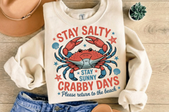 Stay salty stay sunny crabby days PNG sublimation |Beach &amp; S Product Image 10