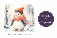 Christmas Tumbler Wrap, Watercolor Christmas Penguin Tumbler Product Image 3