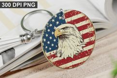 4Th Of July Eagle Keychain Sublimation - Round Keychain PNG Product Image 1