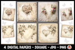 4 Vintage Textured Digital Papers I Valentine Junk Journal Product Image 1