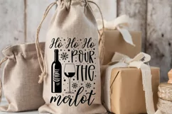Ho ho ho pour the merlot SVG, Wine Bag SVG Product Image 3