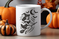 Halloween Retro Witch SVG | Vintage Pin Up Witch on Broom Product Image 3