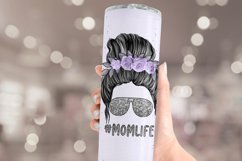 Messy Bun Tumbler Wrap | Roses Glitter Mom Life Sublimation Product Image 3