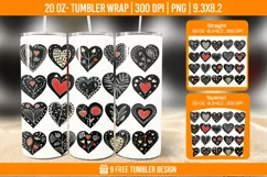 3D Cute Heart Tumbler Wrap Designs, Sublimation Wrap Product Image 1