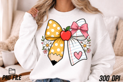 Teacher Pencil Coquette Bow PNG Positive Sublimation Product Image 3
