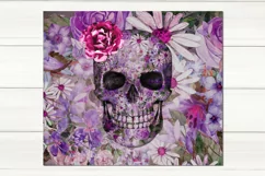 Gothic Skull and Flowers design | Skinny tumbler Sublimation Product Image 3