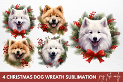 Christmas Dog Wreath Sublimation Clipart Product Image 1