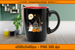 Cute Christmas Ghost Cat and Pumpkin House PNG Product Image 3