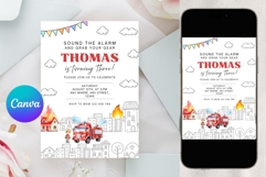Fire Truck Birthday Invitation Template Product Image 3