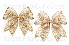 Bows, Gold, Cream, Ephemera, PNG, Flower, Clipart Product Image 3